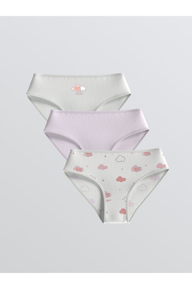Özmarka New Season Printed Girls' Underwear 3-Piece Set