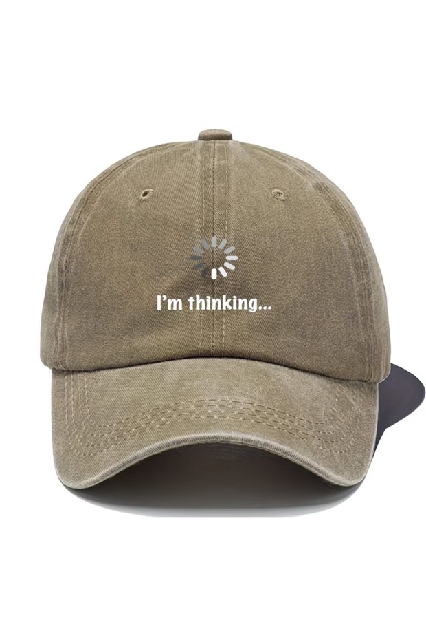 قبعة قابلة للغسل بتصميم عتيق مطبوع عليها I'm Thinking للجنسين