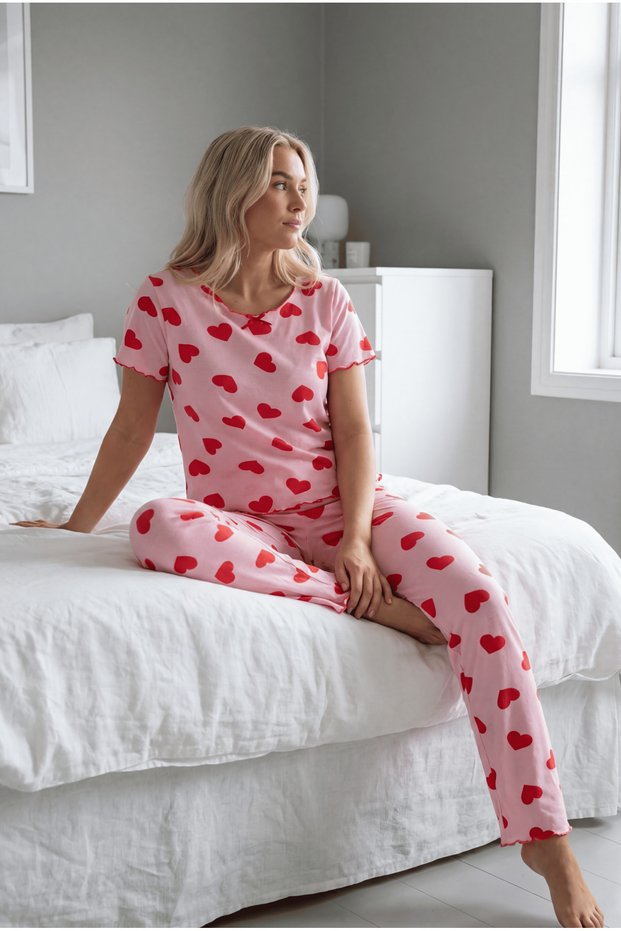 Women's Cotton Boat Neck Short Sleeve Pajama Set New Season