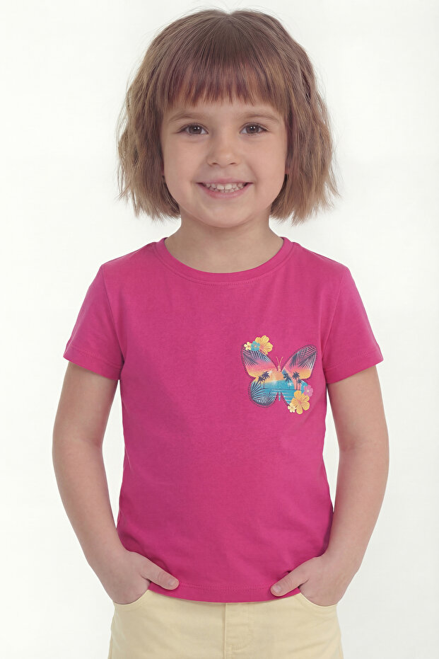 Girl's T-Shirt Short Sleeve Printed B12
