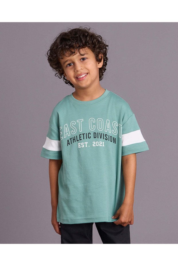 Boys Green Oversized Graphic Short Sleeve T Shirt