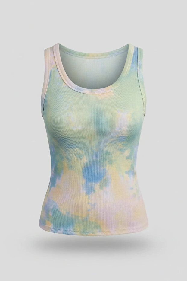Pastel Batik Patterned Ribbed Undershirt - 4