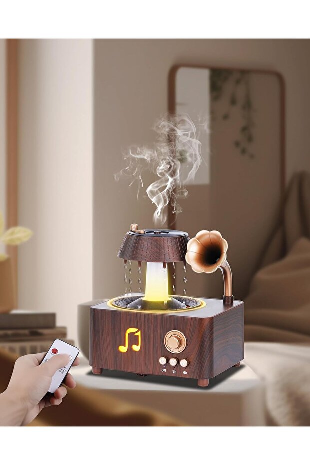Raindrop Humidifier 250ml LED Cool Mist Diffuser Auto Power Off Bedroom Wood Grain