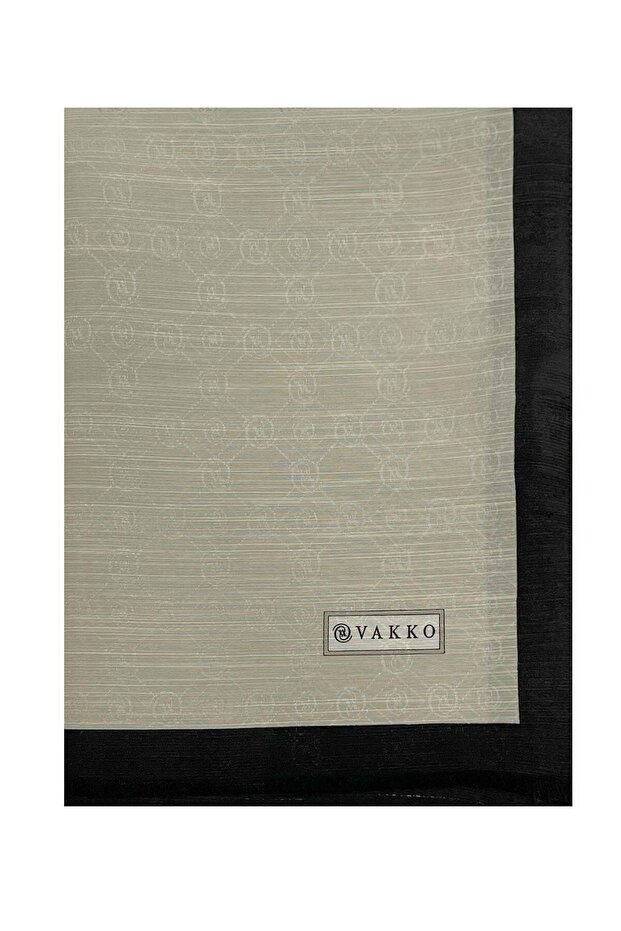 Cotton Silk Shawl - Striped Hologram - Stone Black