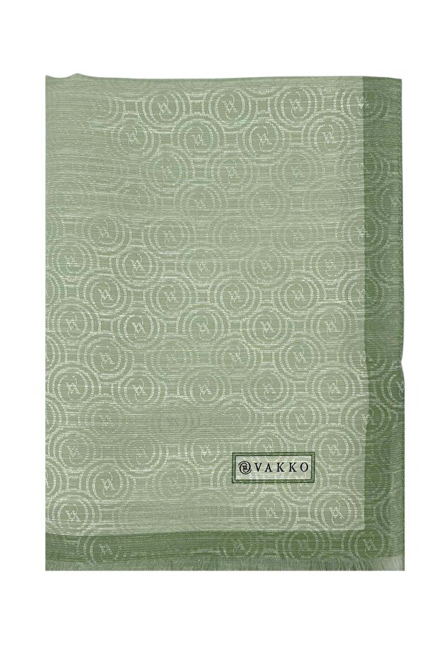 Cotton Silk Shawl - Helezon Monogram - Mint