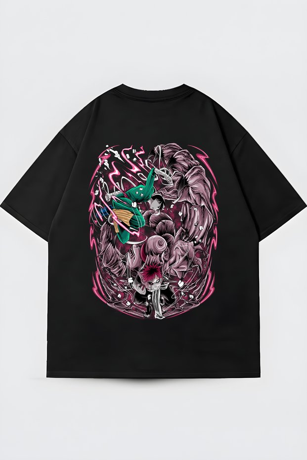 Unisex Black Grunge Dark Aesthetic Anime Figure Printed Oversize T-Shirt