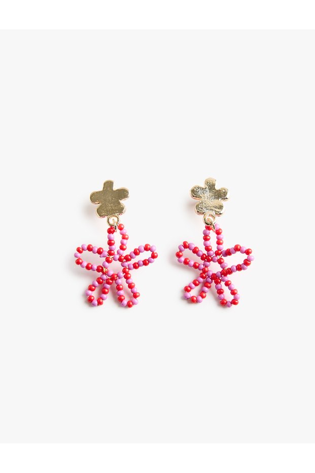 Multicolored Beaded Dangle Star Earrings