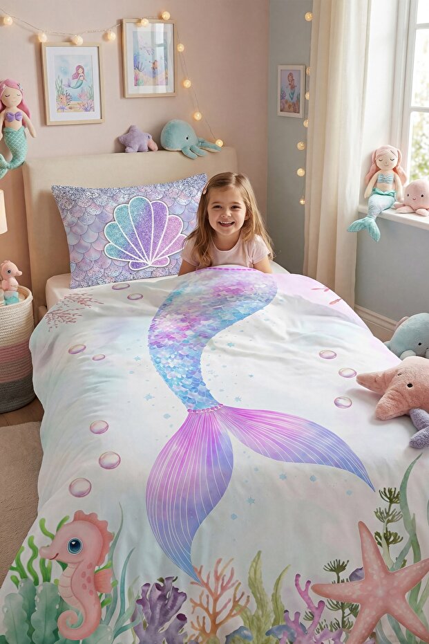 Ocean Princess Patterned Single Baby Kids Bedding Set