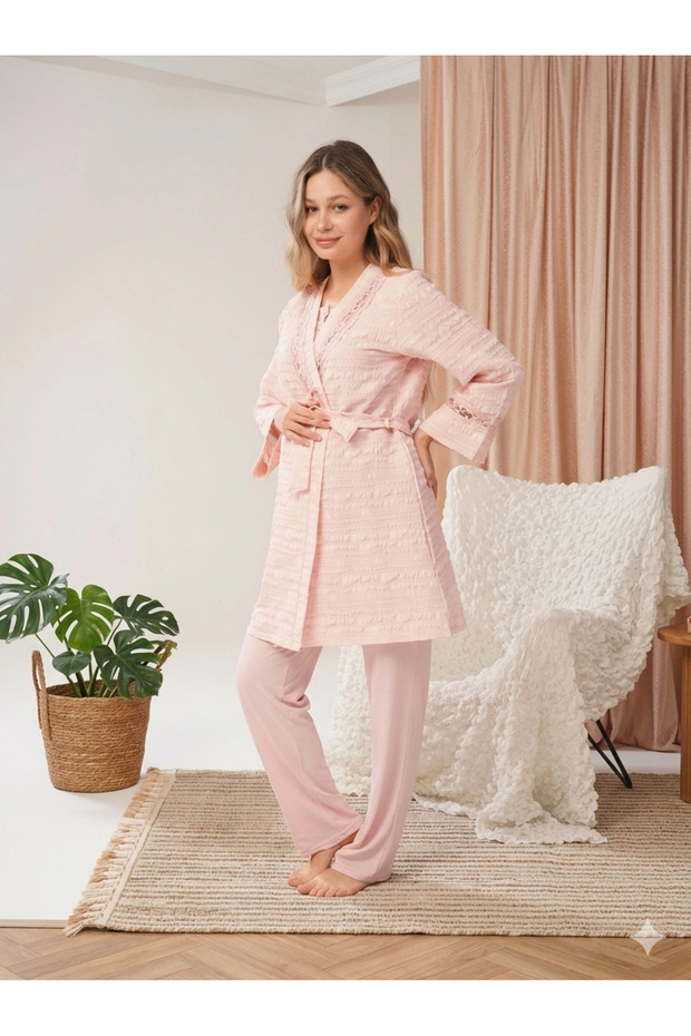 Bone 5806 Women's 3-Piece Maternity Pajama Set with Dressing Gown
