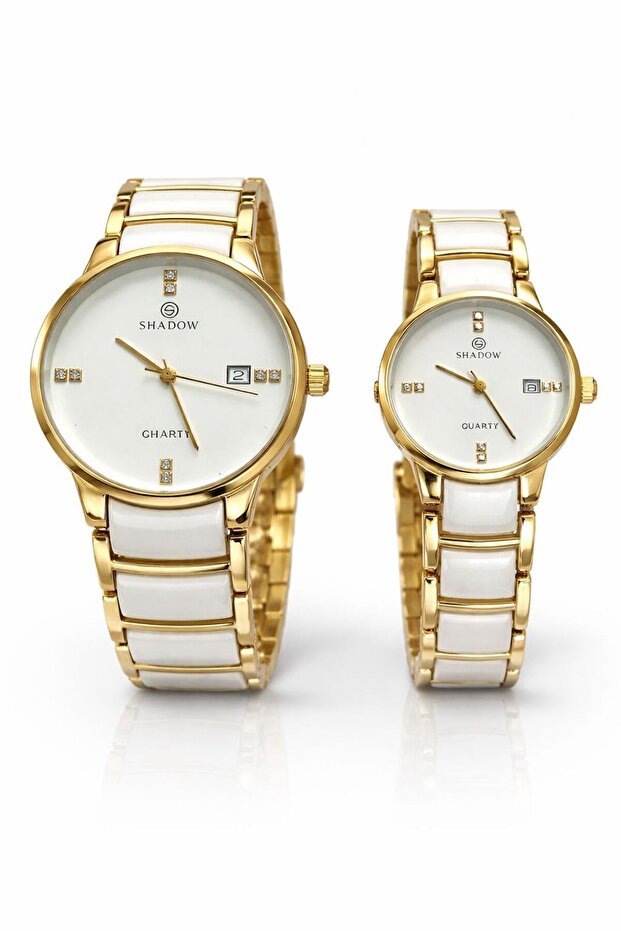 Crimson Duo Couple Watch Set SD7113 White & Gold plasticQuartz Analog Watches