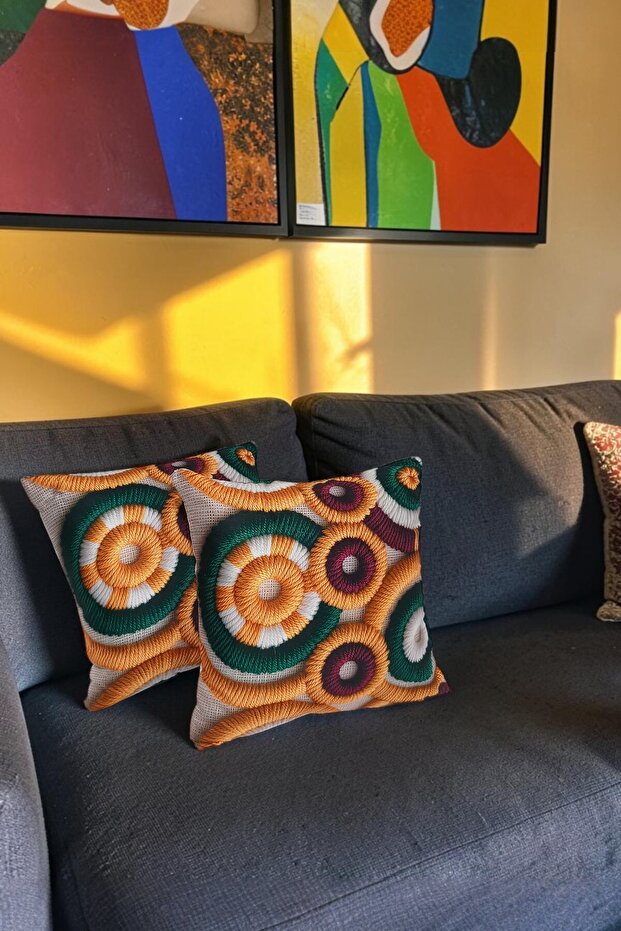 Geometric Patterned Throw Pillow Covers – (Set of Two)