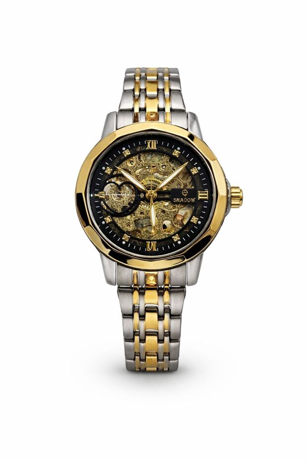Eclipse Women’s Automatic Watch Skeleton Dial Stainless Steel Strap Luxury Ladies Watch
