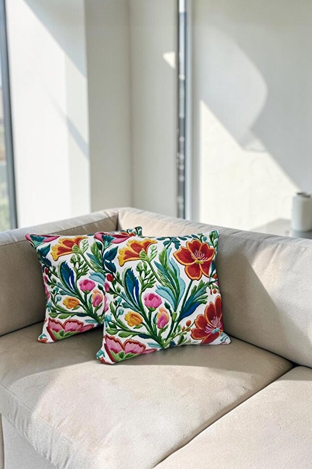 Floral Patterned Throw Pillow Cover – Summer Modern Living Room Pillow