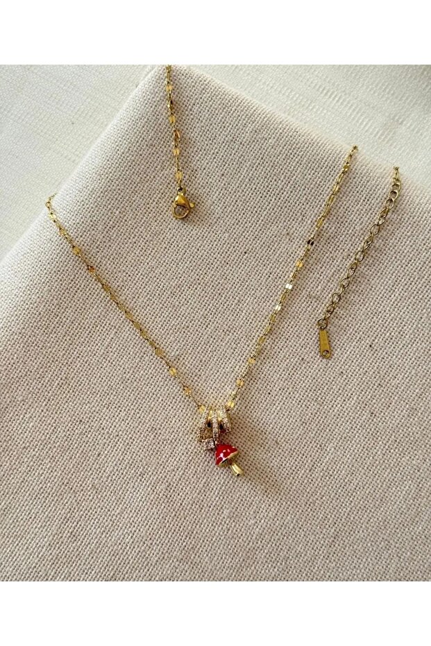 Accessory, Steel Stone Cork Gold Necklace