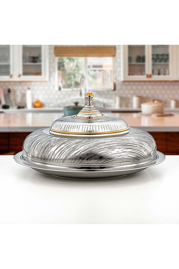 55 CM Tahani Collection Stainless Steel Koozy Tray Silver & Gold