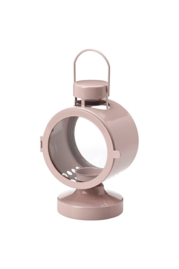 FLODSVALA Lantern for tealight, in/outdoor, pale pink, 21 cm