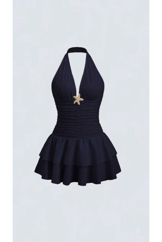 Talya - Halter Neck Mini Dress with Star Detail