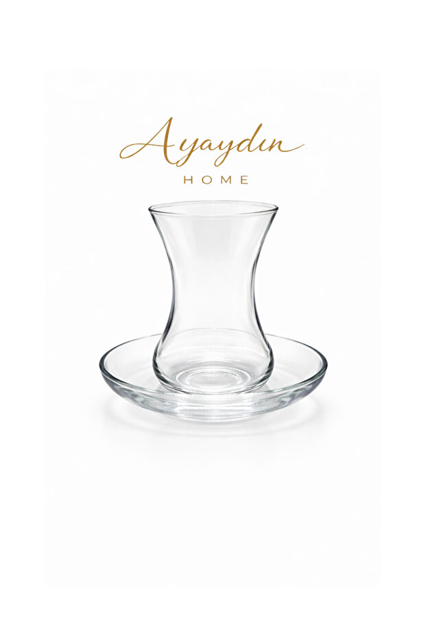 12 Piece Tea Set with Thin Waist Design (6 Cups + 6 Saucers) - Ayaydin Home