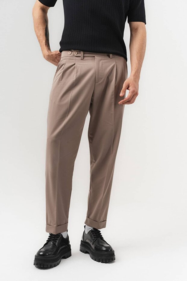 Formline Double Leg and Waist Elastic Fabric Baggy Trousers