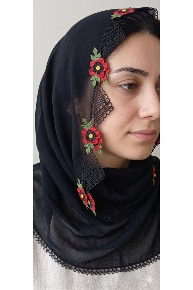 Needlework Black Color Prayer Mat with Prayer Beads