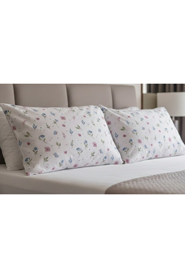 100% Cotton Floral Patterned Pillowcase Set 50X70 cm (2 Pieces) – Stylish and Natural Comfort