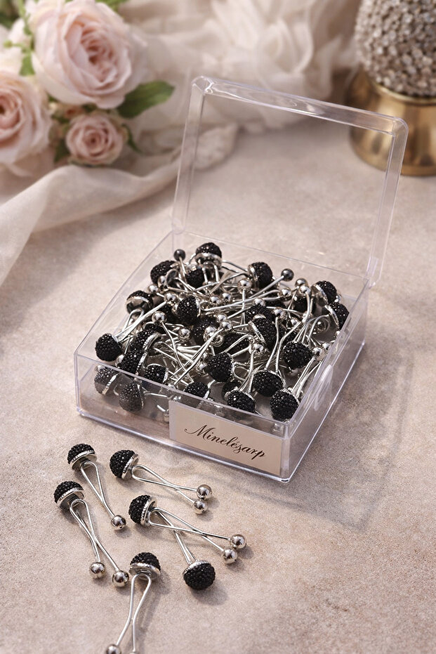 Stoned Luxury Candy Clips Stainless Stylish Design 6 Pieces Black,Silver,Indigo