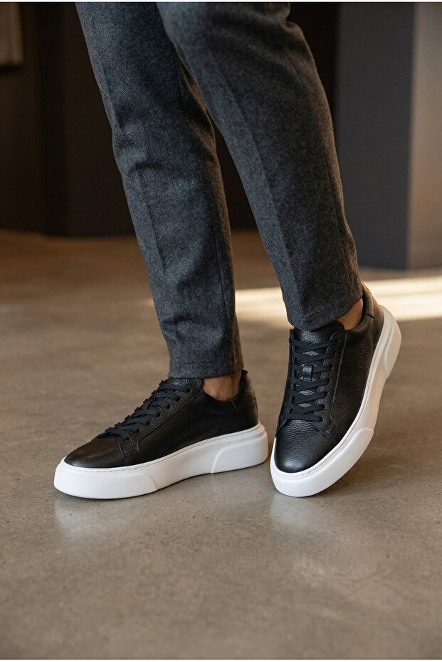 Men's Black Inner Outer 1. Class a Genuine Leather Full Orthopedic Sole Comfortable Daily Shoes