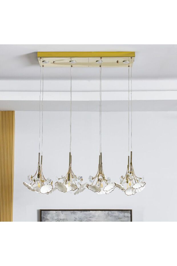 LED Chandelier-Ceramic+Metal+Crystal-D60xH120xW60-Golden