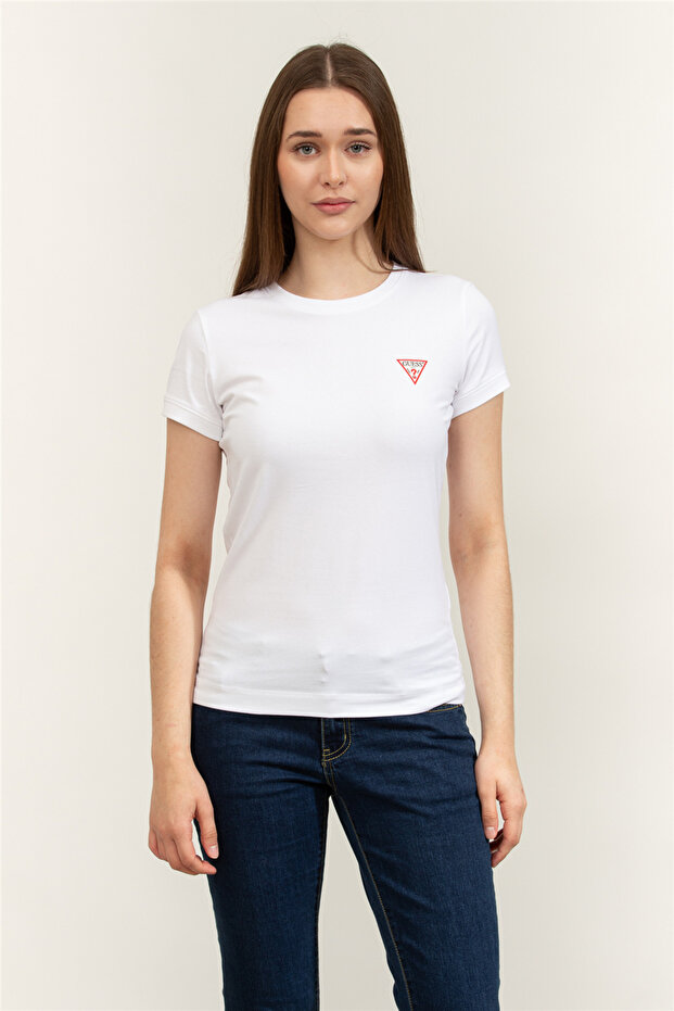 Mini Triangle Women's Slim Fit T-Shirt White