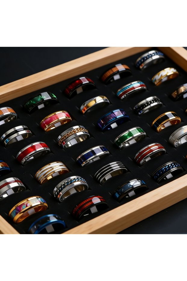17-21mm 12Pieces mixed style 12/16/24/36/50Pieces Fashion Stainless Steel Rings For Women Men Mix