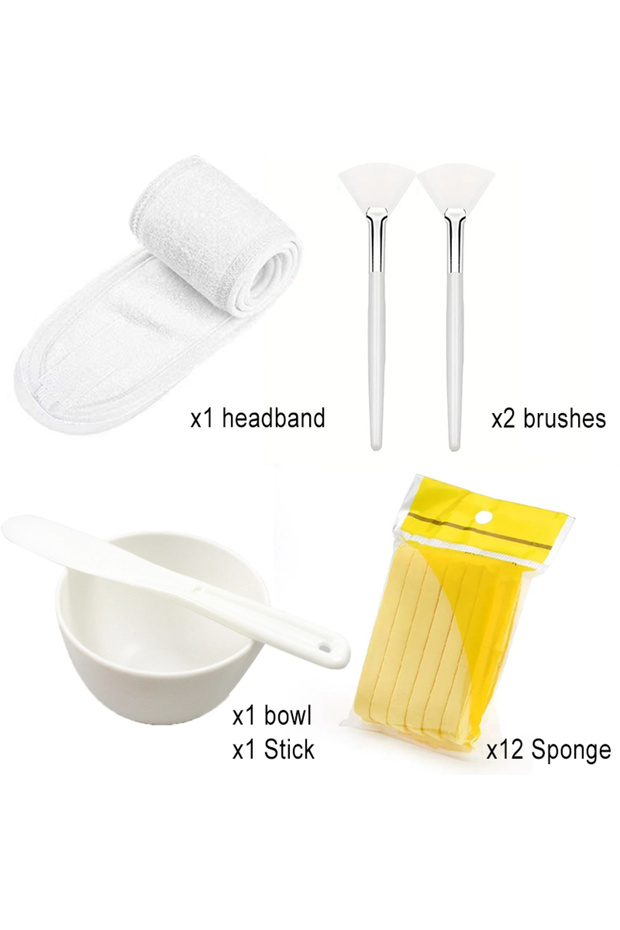 White Set Facial Brush Mask Bowl Spoon Set Mask Brushes DIY Beauty Tools Cream Mud Film Adjusting Mi