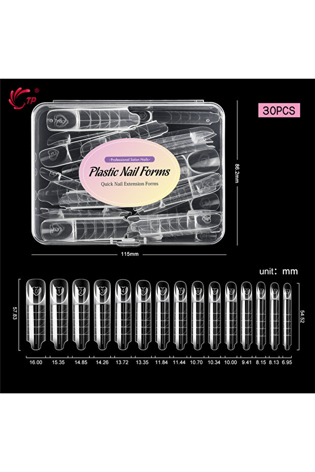 TI50B-30PCS TP 30/75Pcs Space French Dual Forms 15 Sizes Clear Reusable Nail Extension Molds Smart F