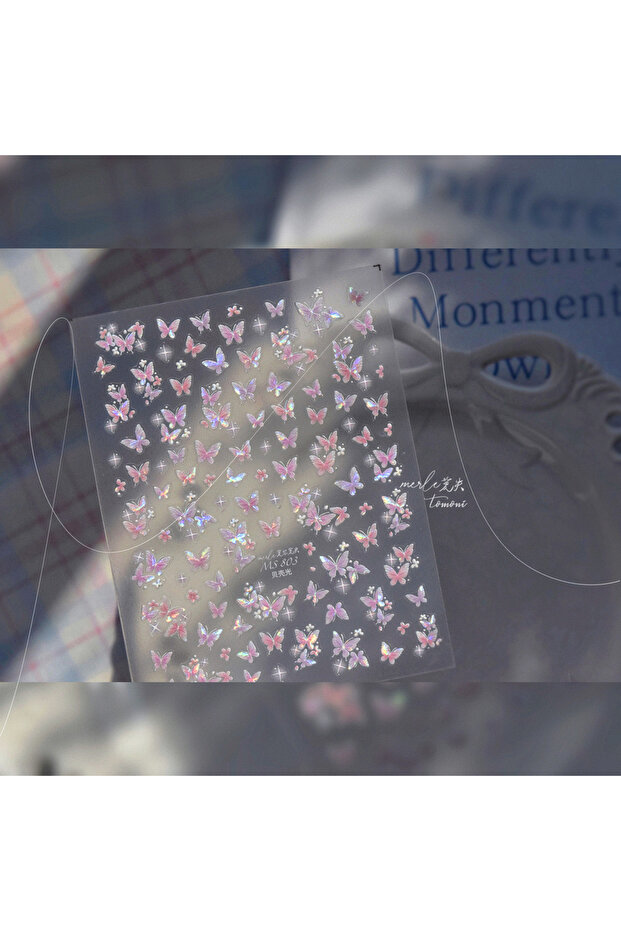 1pcs 5D Shell Light Nail Stickers Color Pink Flowing Light Nail Stickers Versatile Star Butterfly St