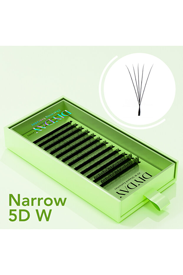 رموش صناعية DIYDAY 8-15Mix 0.07mm D ضيقة 5D W، رموش 3D 4D 5D ضيقة على شكل V، حجم صغير