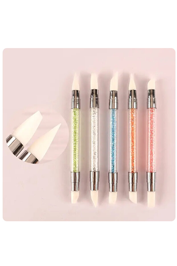 5PCs 5/15pcs Nail Art Pen Double Head Silicone Flower Sculpting Pen Adjustable Glue Stick Embossing