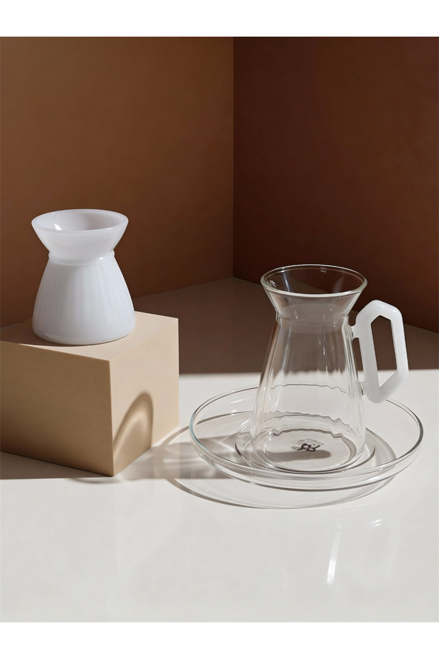 18-Pieces Aura Glass Tea & Coffee Cups Set | Modern Arabic Tea Glasses | Luxury Gift Box