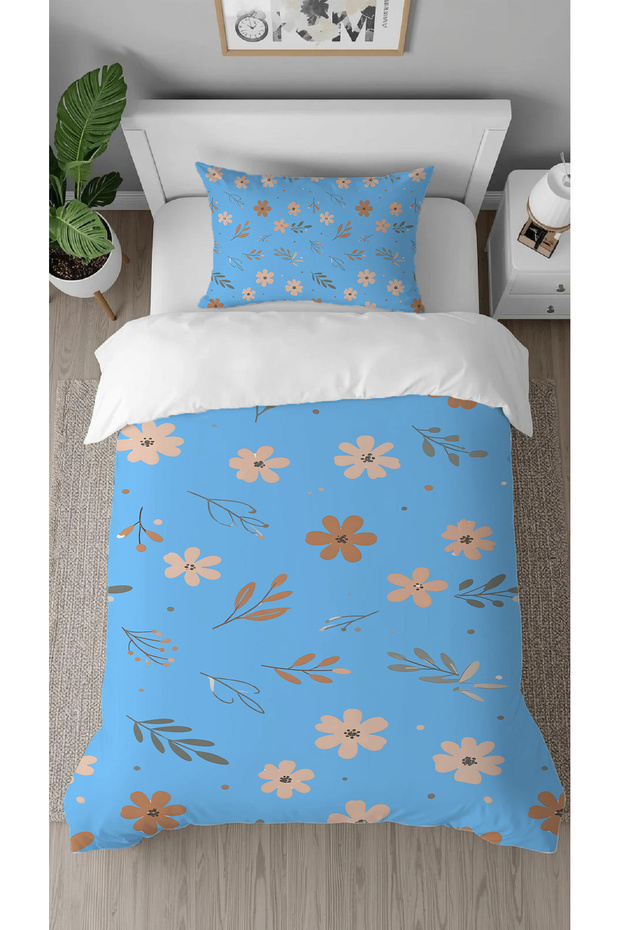 Lucky Flowers Patterned Digital Printed Special Design Single Stylish Duvet Cover Set Without Sheets
