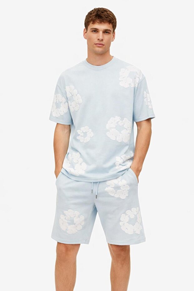 Men's 2-Piece Set Printed Shorts T-Shirt Set Oversize Double Face