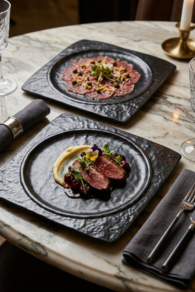 Livelli Glam 25 cm Porcelain Square Serving Plate 2 Pieces