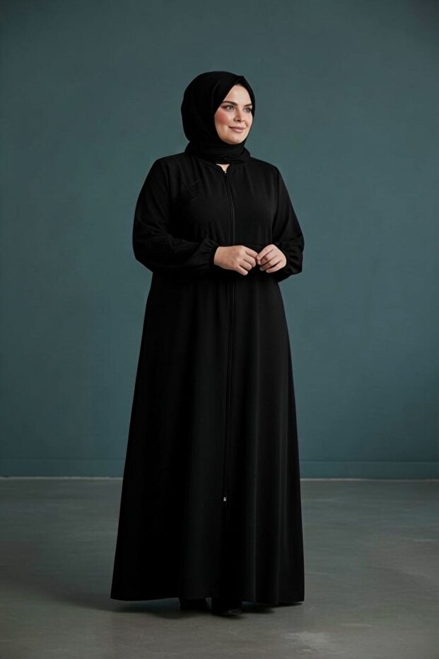Stone Detailed Plus Size Ferace