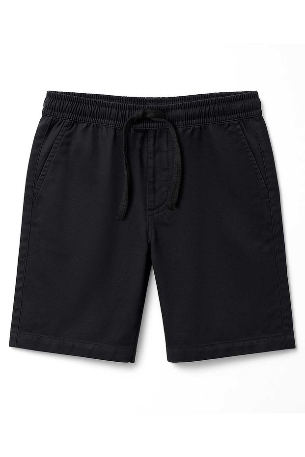 Elastane Woven Above Knee Length Solid Shorts - Black
