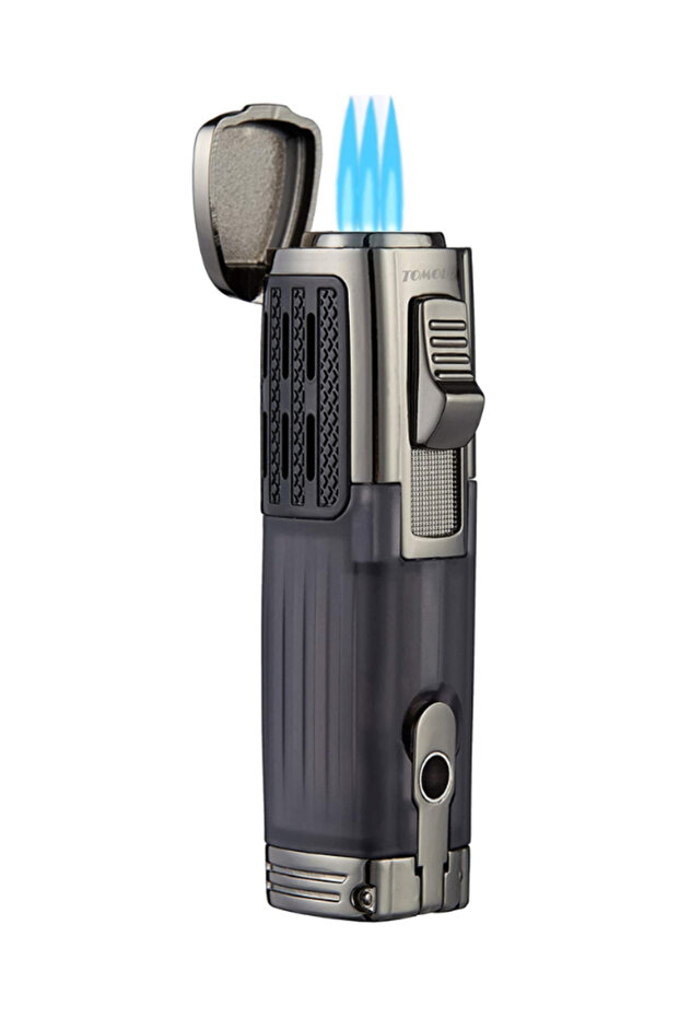 Triple Jet Flame Lighter Refillable Butane Lighter Windproof Lighter with Cigar punch