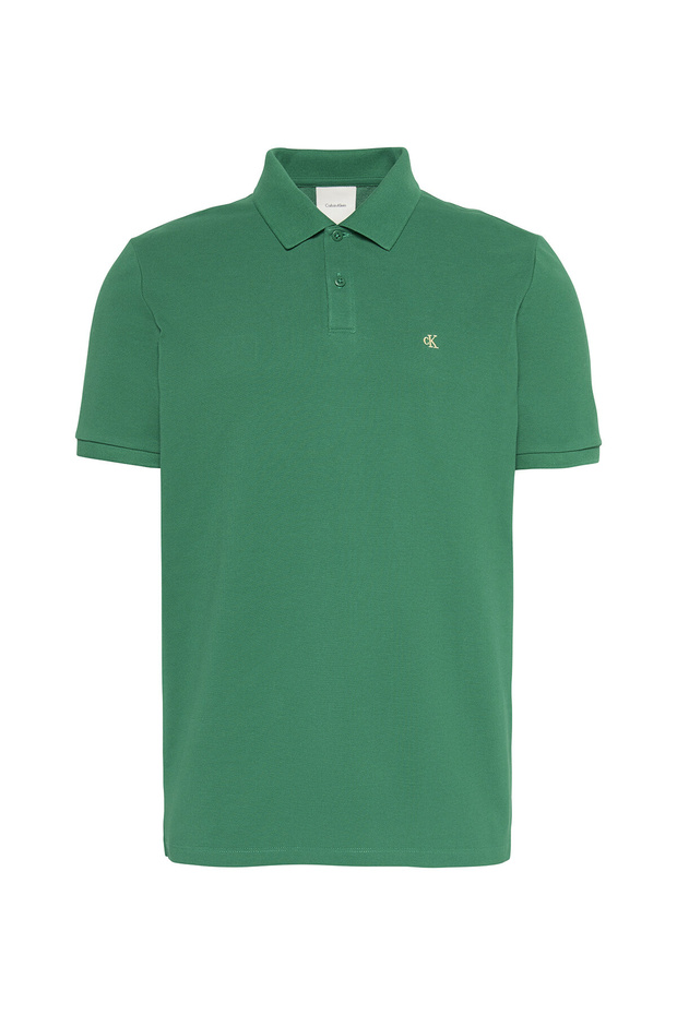 Men's Regular Fit 100% Cotton Ck Logo Short Sleeve Green T-Shirt
