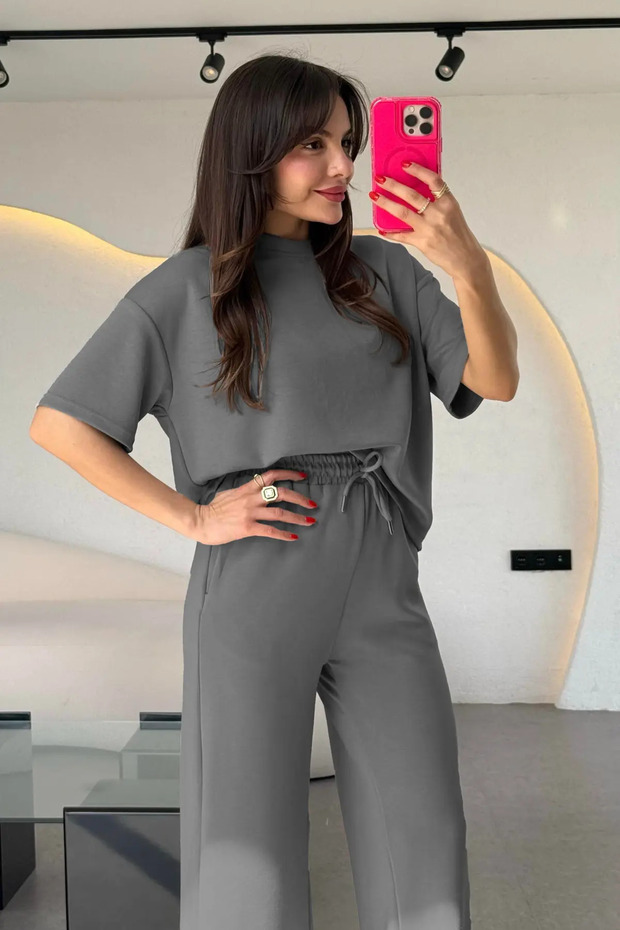Women's Summer Top and Bottom Set Cotton Spanish Style Sweatpants T-Shirt 2-Piece Set Comfortable Casual Combination