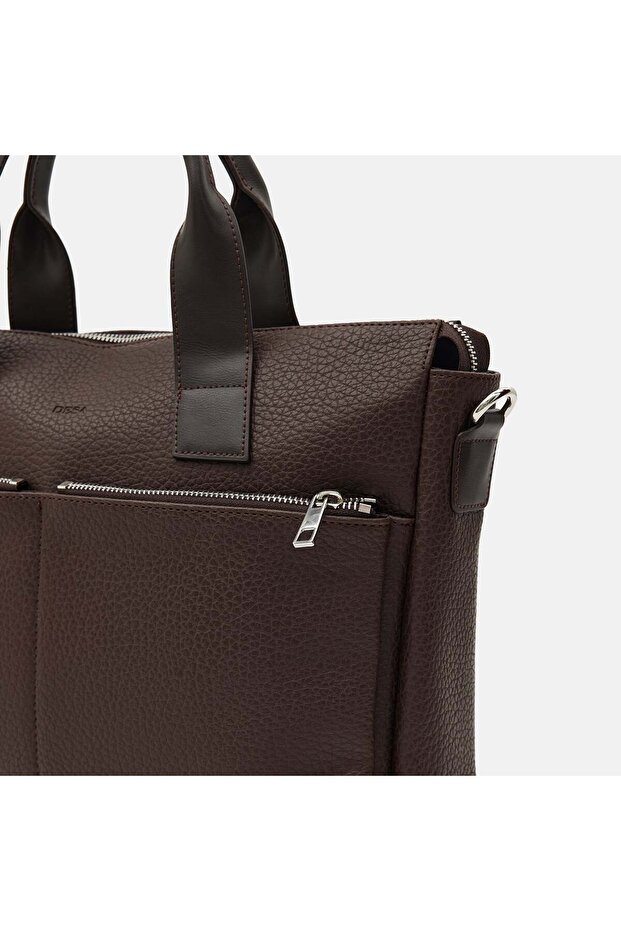 Men's Brown Shoulder Strap Briefcase - 6