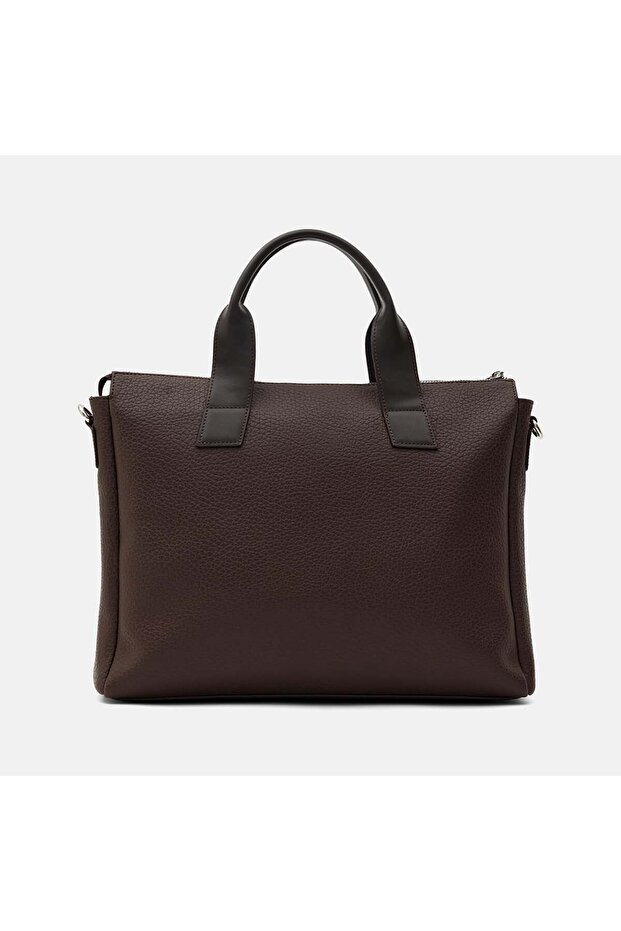 Men's Brown Shoulder Strap Briefcase - 5