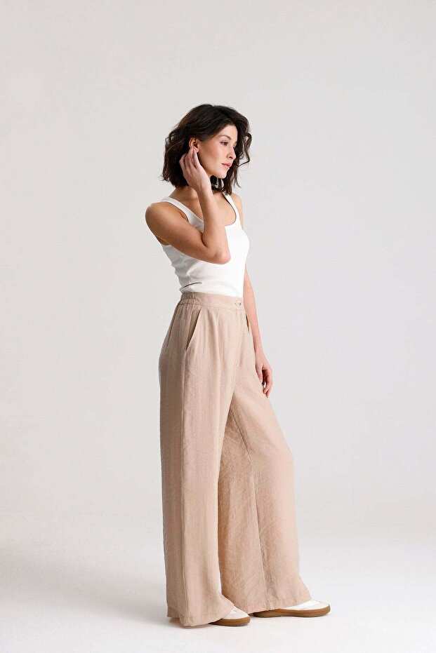 Women's Stone Premium Tencel Fabric Palazzo Trousers 31074
