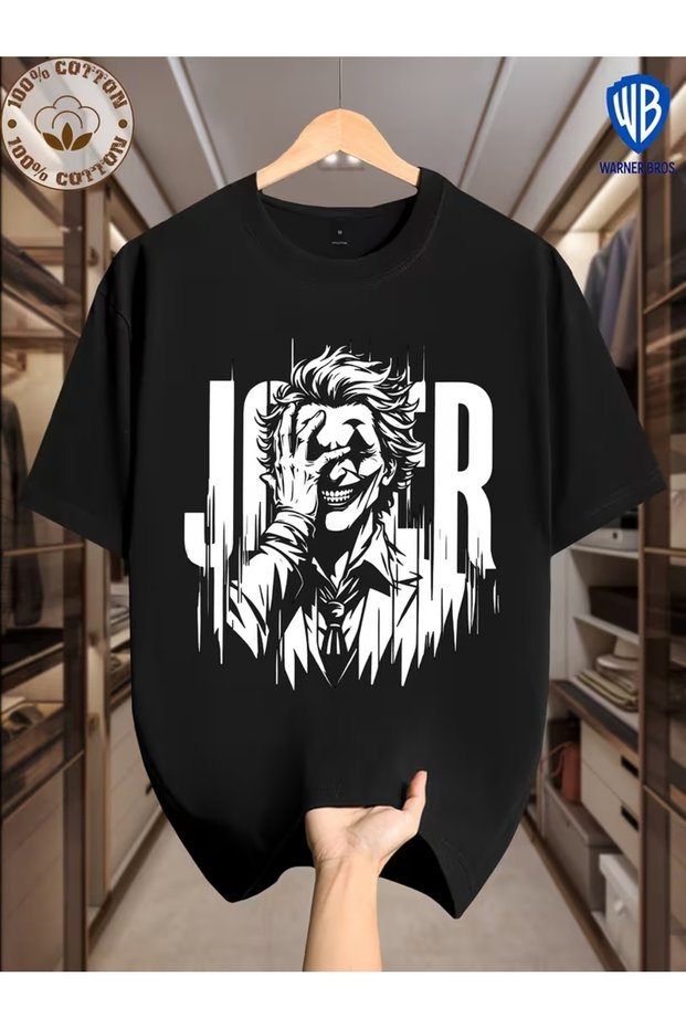 Unisex Joker Printed Oversize Crew Neck T-Shirt