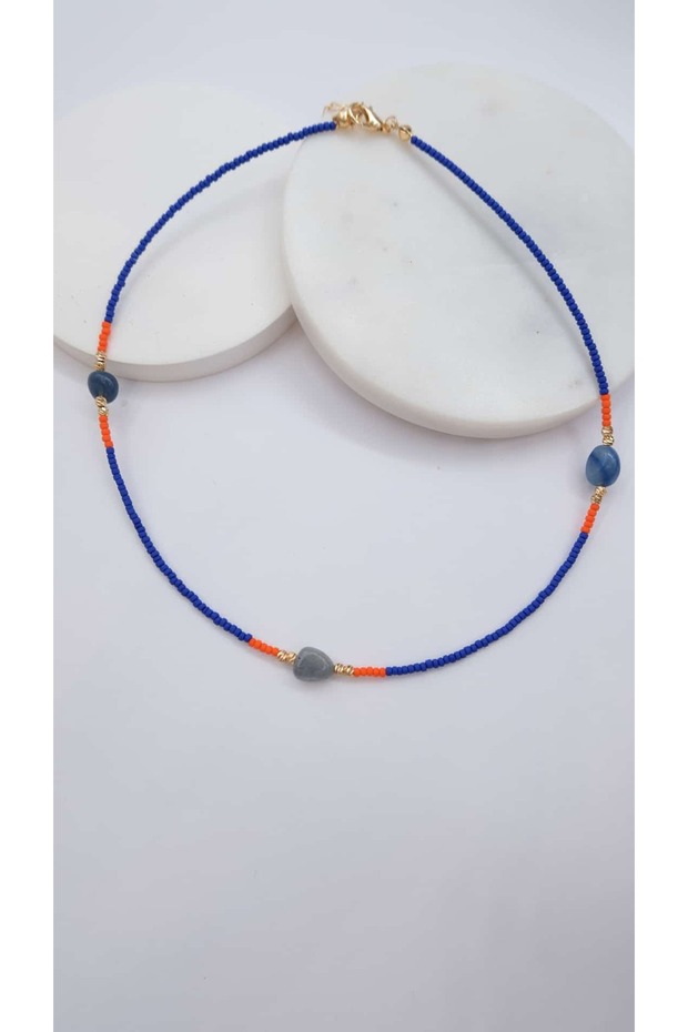 Blue Natural Stone Detail Necklace