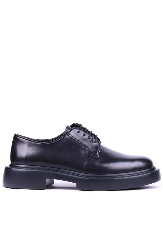 - Genuine Leather Black Color Casual Men's Shoes - 250-12-450